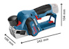 Elektrisk hyvel från Bosch med måtten 242 mm längd, 100 mm bredd och 104 mm höjd.