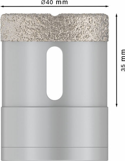 Cylinderformad borr med dimensionsangivelser: diameter 40 mm, höjd 35 mm.