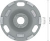 Rund grå slipplatta från Bosch med åtta segment och två avlånga hål, text och måttangivelser "Ø 22,23 mm" och "Ø 125 mm".