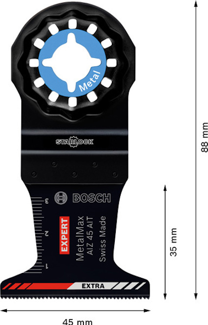 Bosch Expert Starlock AIZ 45 AIT sågblad för metall, 88x45 mm, svart och blå färg.