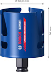 Blå hålsåg med Bosch-logotyp och text: "Ø 60,0 mm", "EXPERT", "CARBIDE TECHNOLOGY", höjd: 60 mm.