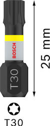 Bit med märkningen "T30", längd 25 mm, och texten "BOSCH".