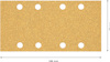 Rektangulärt sandpapper med åtta hål. Mått: 186 mm x 93 mm.