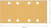 Rektangulärt sandpapper med åtta hål, mått 186 x 93 mm.