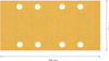 Rektangulärt sandpapper med åtta hål, mått 186 mm x 93 mm.