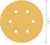 Rund sandpapper med sex hål, 150 mm i diameter.