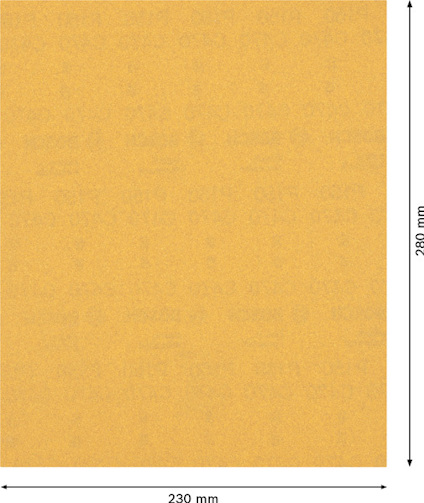 Brunt sandpapper i storlek 230 mm x 280 mm med slät textur.
