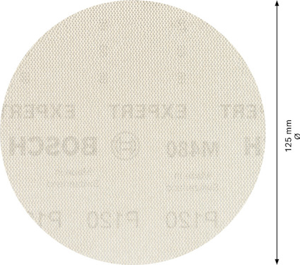 Slippapper i cirkulär form med texten "BOSCH" och "P180", diameter 125 mm.
