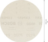 Runt slippapper, diameter 150 mm, med text som inkluderar "BOSCH" och "P180".