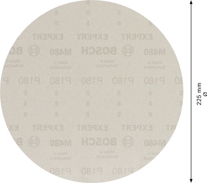 Rundt slippapper 225 mm med text "BOSCH", "EXPERT", "M480" och "P180".