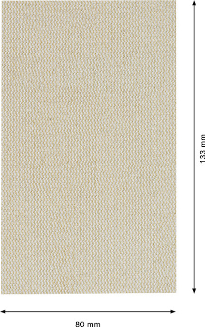 Rektangulärt beige material med måtten 133 mm x 80 mm, visad med pilar som anger dimensionerna.