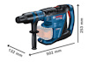 Slagborrmaskin Bosch Professional med måtten 502 mm längd, 132 mm bredd och 253 mm höjd.