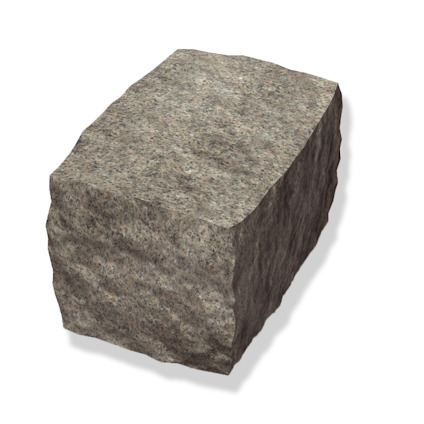 En rektangulär bit av natursten, med grov yta och gråbrun färg.