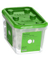Plastförpackning med grön lock, innehållande plastlock. Text: "Plastlock Program/Indu-Prog", 200 st.
