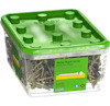 Plastburk med grönt lock, innehållande Hobau Board skruvar 4,2x35 mm, gulzinkade, 1000 st.