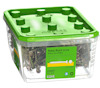 Plastförpackning med 400 gula zinkpläterade Hobau kortskruvar, 4,8 x 57 mm från ESSVE.