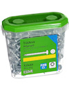 Plastburk med 200 helgängade träskruvar, storlek 4,0x20 mm, märkt Essve.