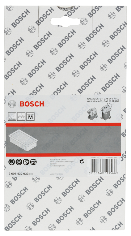 Förpackning med Bosch förlängningsdammåtseglare. Grått och rött med Bosch-logotyper och produktinformation.