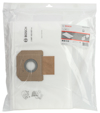 Stoftsäcksfilter i plastpåse med Bosch-logga och produktspecifikationer på etiketten.