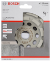 125 mm Bosch diamantkapklinga för betong i förpackning, märkt "long life" och "vibration control".