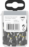 Plastförpackning med Bosch skruvbits, 25 mm T25. Text: "Robert Bosch Power Tools GmbH, Made in China." Streckkod synlig.