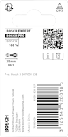 Förpackning med Bosch skruvbits PH2, 25 mm. QR-kod, EAN 3165140920018, tillverkad i Kina.