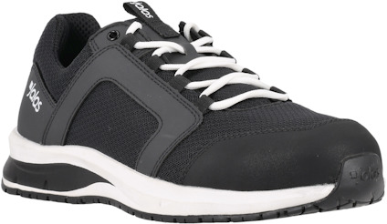 Svart och vit sportskor med vit sula och vita snören, märket "Diadora" synligt på sidan och tungan.