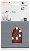 Förpackning med Bosch sandpapper, expert Wood+Paint, kornstorlek 60, 100 x 170 mm, 5 st.