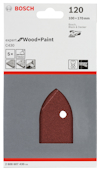 Förpackning med Bosch Expert Wood+Paint slippapper, kornstorlek 120, 100x170 mm.