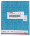 Blått sandpapper Bosch J475 P320, storlek 230x280 mm, etikett med artikelnummer och streckkod.