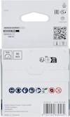 Förpackning baksida för Bosch Expert, med QR-kod, säkerhetsikoner och tillverkarinformation.