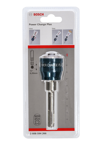 Förpackning av Bosch Power Change Plus, adapter för hålsågar.
