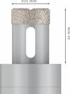 Cylindrisk borrhuvud med diamantbeläggning; ø 25 mm, höjd 35 mm.