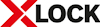 Röd och svart "X LOCK" logotyp på vit bakgrund.