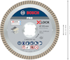 Diamantkapskiva Bosch Pro X-Lock, 125 mm i diameter, med säkerhets- och användningsinstruktioner samt artikelnummer.