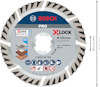 Sågklinga med Bosch-logotyp, text "PRO X-LOCK", 125 mm diameter, max 12250 rpm, symboler för säkerhetsanvändning.
