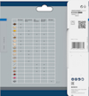 Förpackning med tabell över Bosch Expert PRO användningsområden för olika material, text och symboler.