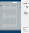 Förpackning med Bosch borrbits, storlek 150 mm, tabell över borrmöjligheter för olika material. QR-kod och streckkod synliga.
