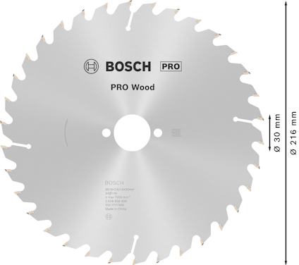Cirkelsågklinga Bosch PRO Wood, 30 mm hål, 216 mm diameter.
