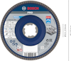 Slipskiva Bosch Pro X571, mått 125x22,23 mm, med detaljerad produktinformation och symboler på etiketten.