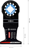 Stjärnformad metallklinga med "BOSCH", "Starlock", "MetalMax AIZ 45 AT" text och mått: 88 mm, 35 mm, 45 mm.
