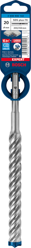 Borrskägg från Bosch, 20 mm diameter, 550 mm längd, med etikett och detaljer om produkten.
