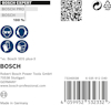 Bosch förpackning med logotyp, QR-kod, återvinningssymbol, streckkod och adress i Stuttgart, Tyskland.