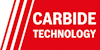 Röd rektangel med diagonala linjer till vänster och vit text "CARBIDE TECHNOLOGY".