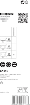 Förpackning med Bosch tillbehör för professionellt bruk, inkluderar mätningar och streckkod.