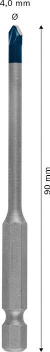 Skruvbits med blåbelagd spets, längd 90 mm, diameter 4,0 mm.