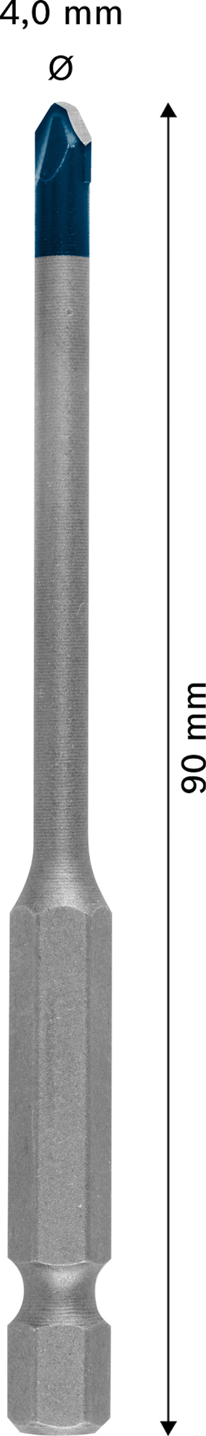 Skruvbits med blåbelagd spets, längd 90 mm, diameter 4,0 mm.