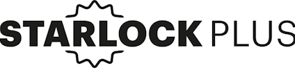 Texten "STARLOCK PLUS" med en vågig linje runt ordet "STARLOCK".