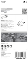 Förpackning med Bosch sågblad, visar specifikationer och bilder av användning, med text på flera språk.