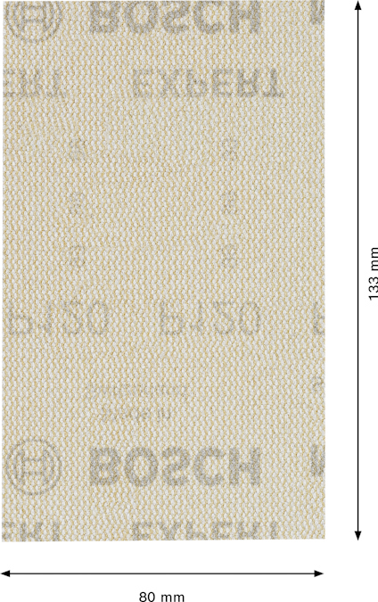 Slipark med Bosch-logotyp och text, mått 80 x 133 mm.